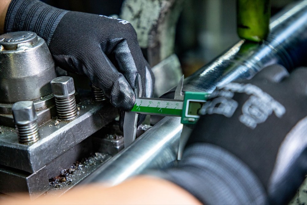 Measuring a part with a digital caliper
